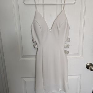 Women's White Mini Rhinestone Dress - Size Medium